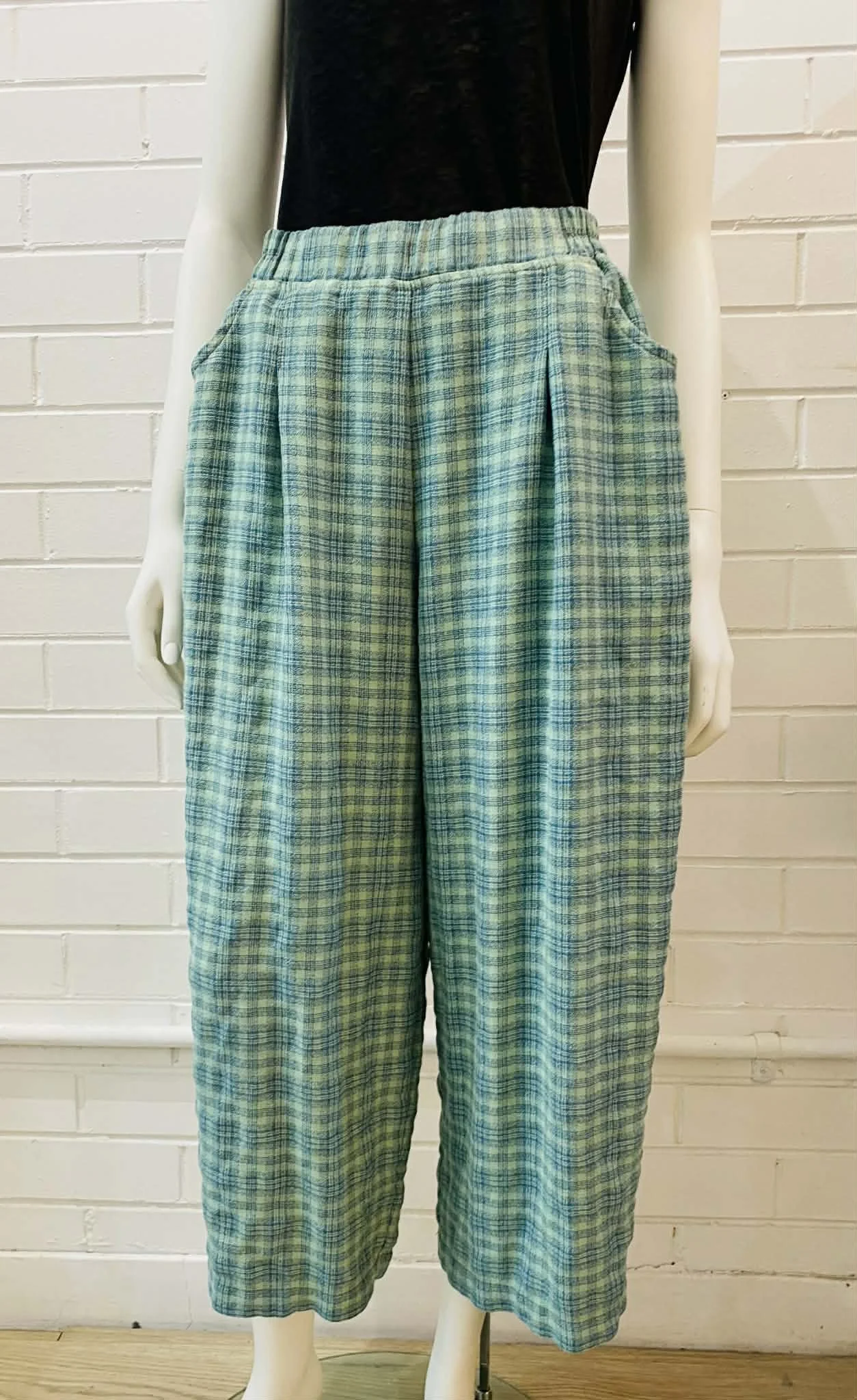 alex check pant - green