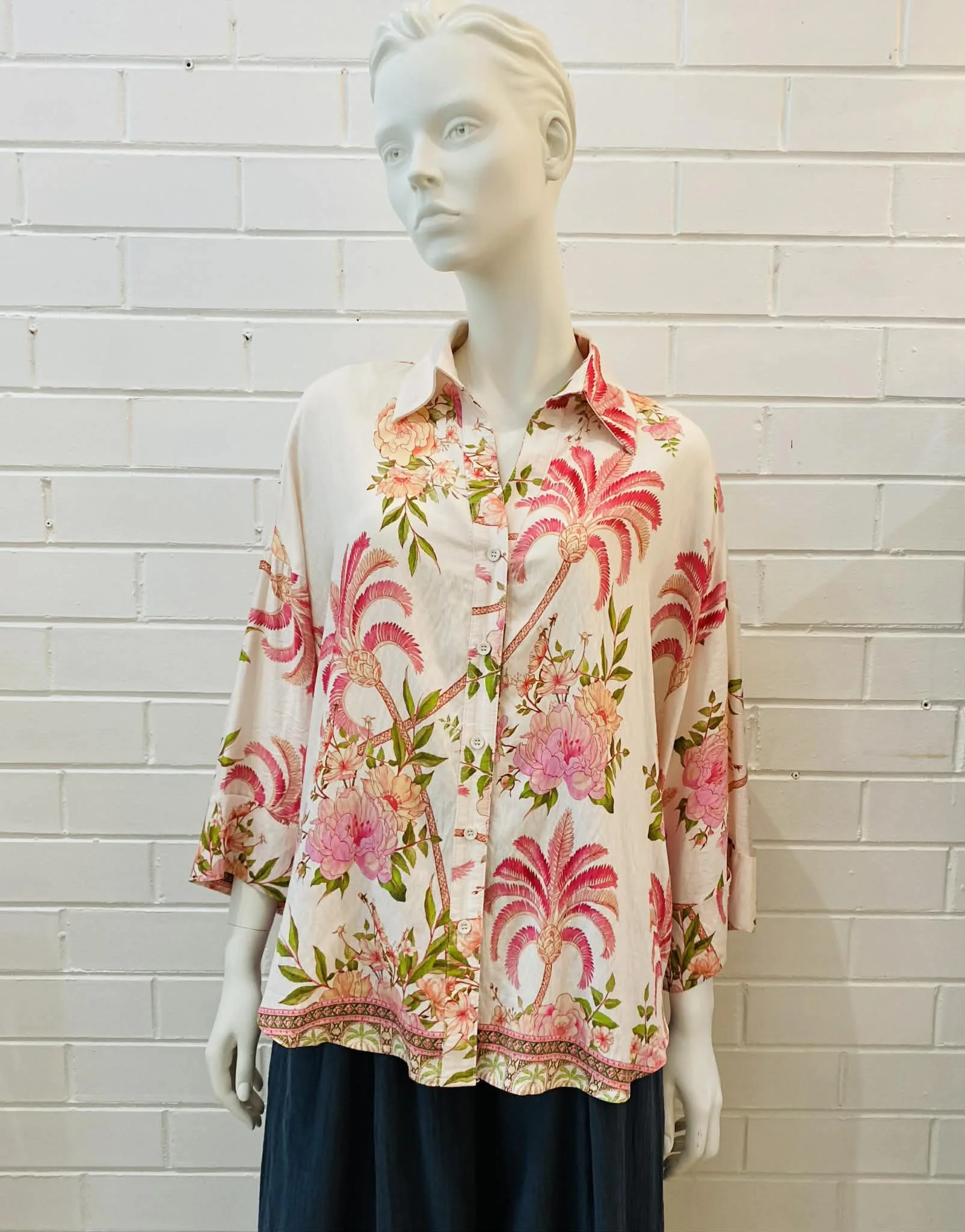 holiday print shirt -  linen cotton