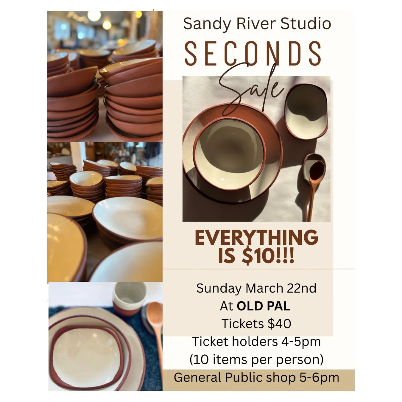 SANDY RIVER STUDIO     SECONDS SALE