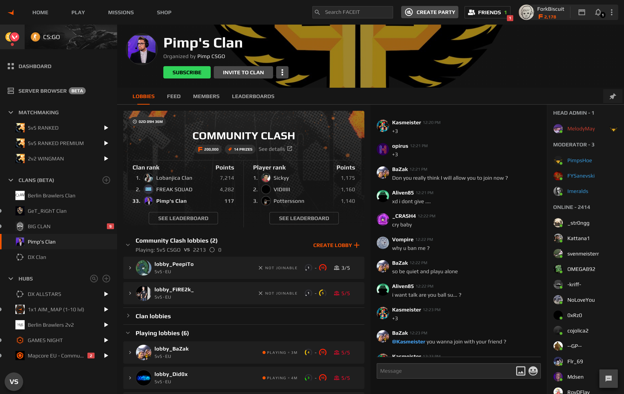 An example Clan during a Community Clash