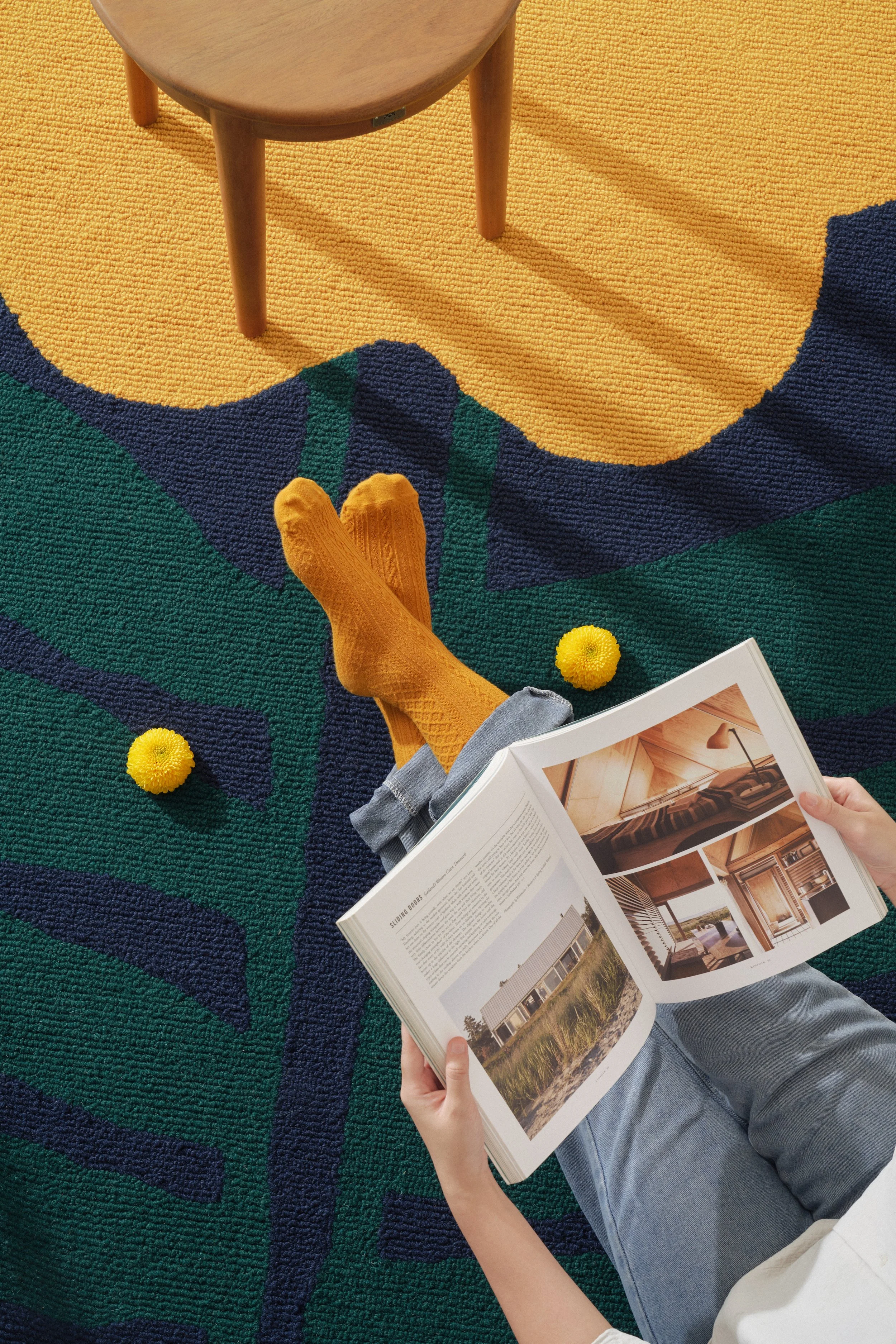 feet relaxing on rug