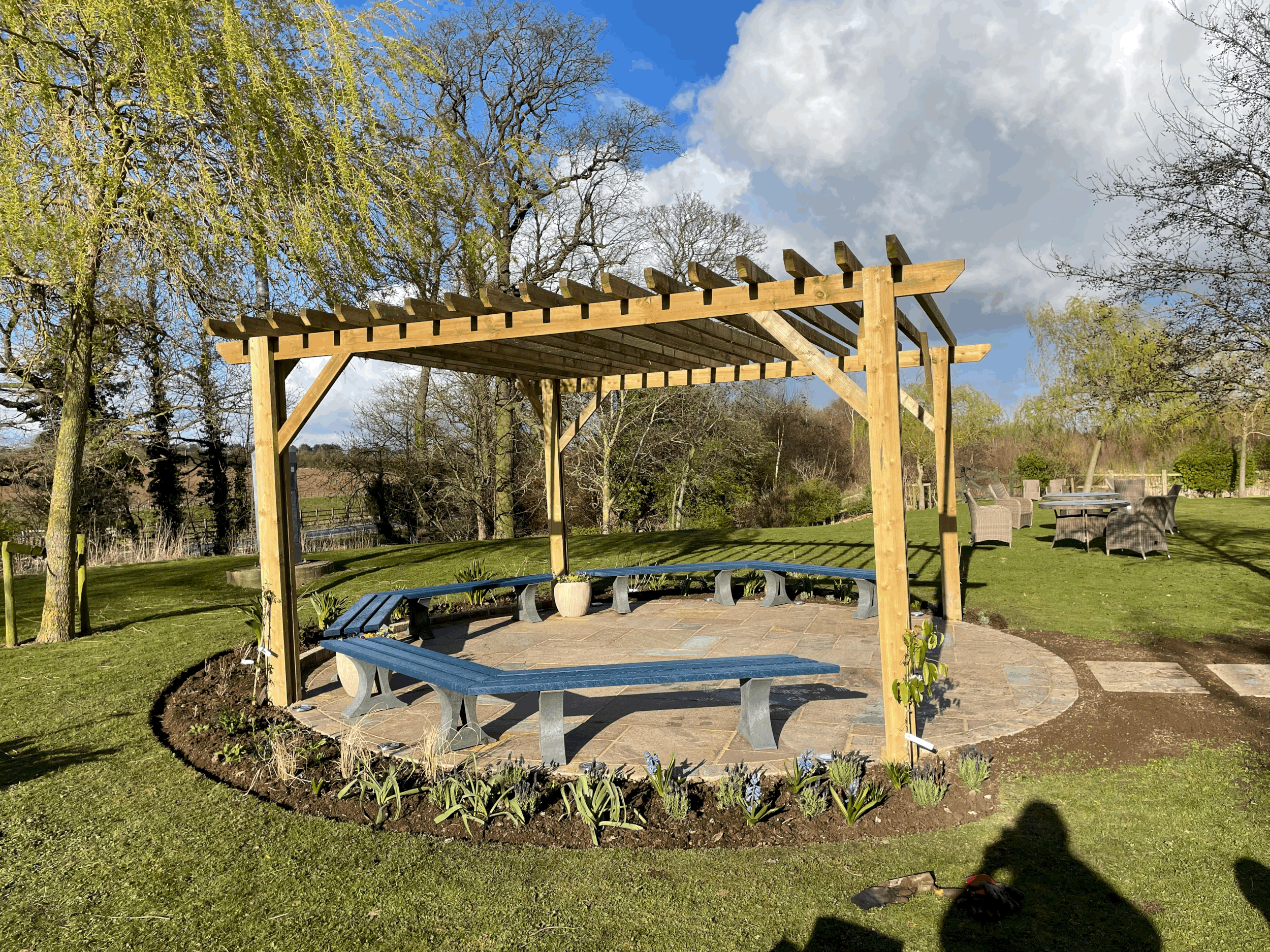 pergola over seating terrace