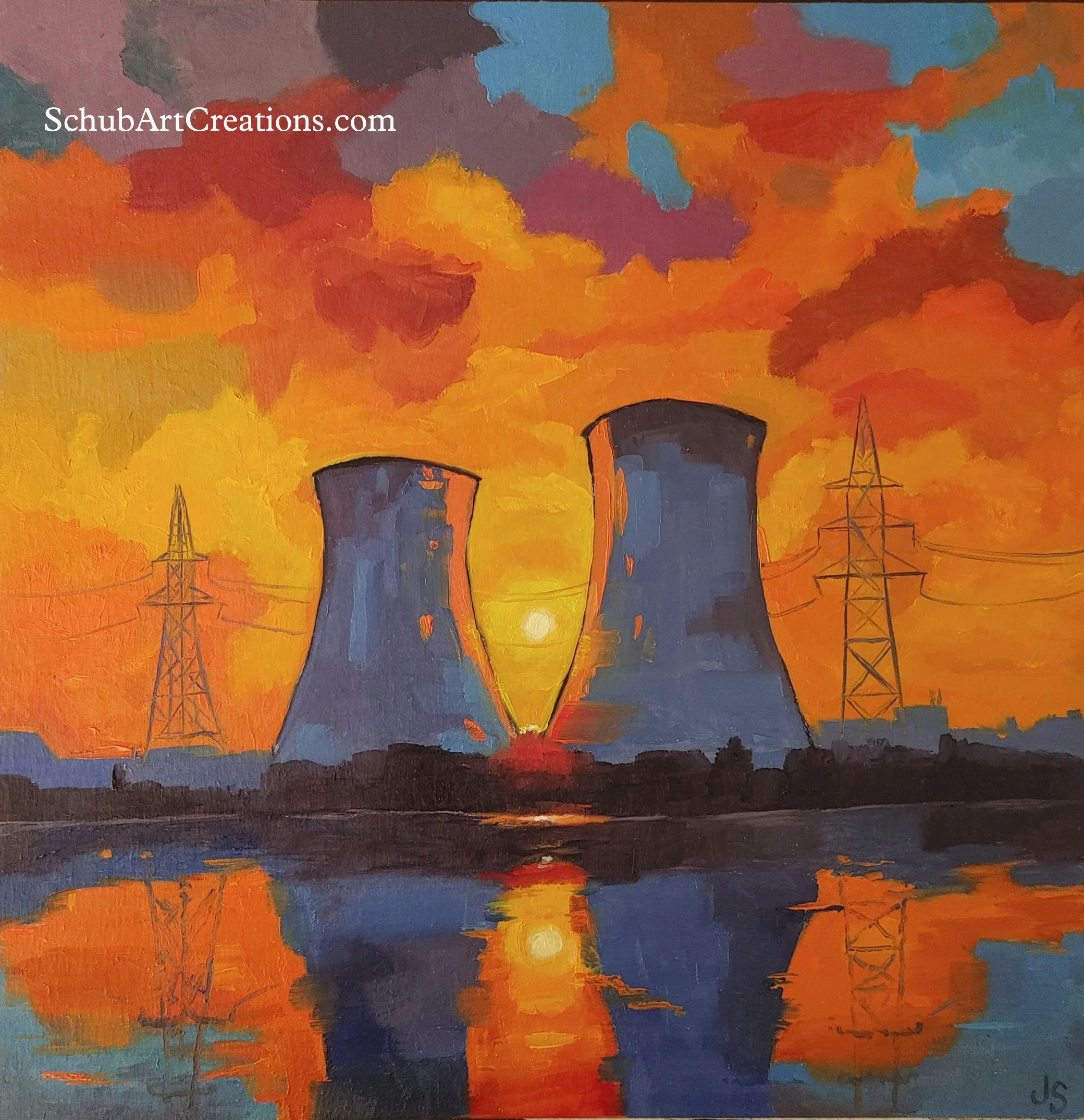 Power Station No.3 - oil on birch panel - 12x12in. / 30x30cm.