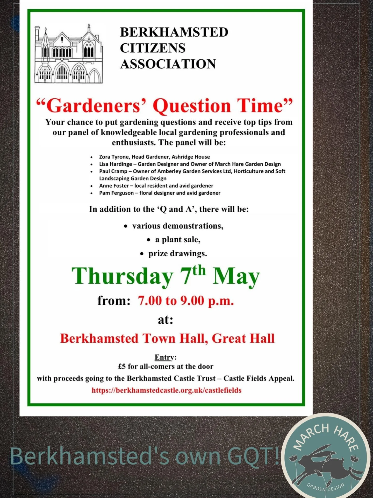 I am very honoured to be included on the panel for this event and I am looking forward to learning from my associates here (there are ALWAYS things to learn in this world of horticulture) #gardening 
#followthehare