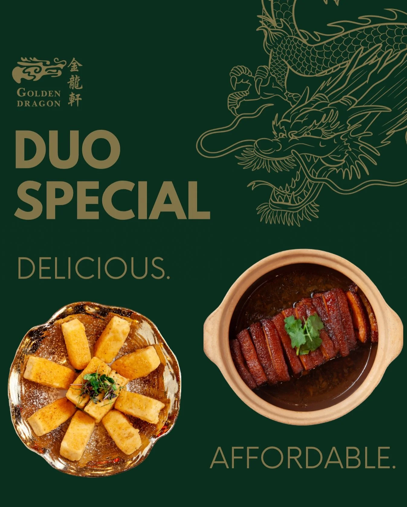 Enjoy our weekday duo combos at Golden Dragon, available Monday to Friday! 

Choose any 2 dishes starting from just &pound;25.50. Delicious variety, great value!!

Ts&amp;Cs apply.

#chinesefood #cantonesefood #discount #chinese #chinesetakeaway