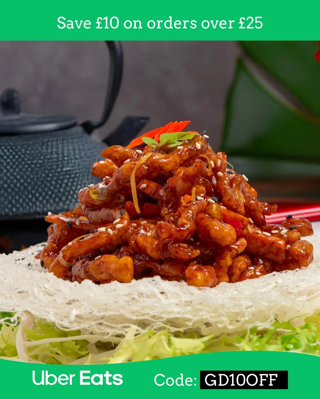 Craving your favourite Chinese Food at home? 🥟
Stay in, eat well, no cooking needed, just enjoy &pound;10 off when you spend &pound;25.
Order via Uber Eats now to savour your comfort food.

1️⃣Open the Uber Eats app.
2️⃣Search for Golden Dragon and 