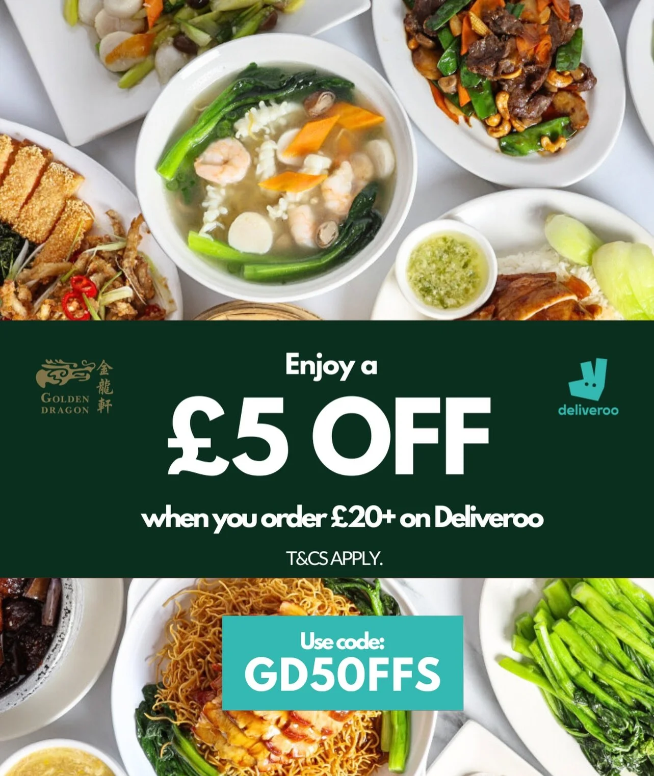 Your Golden Dragon favourites, now with a little something extra. 🥢🔥

Skip the queue and bring the legendary flavours of Golden Dragon straight to your door.&nbsp;

We&rsquo;re giving you a &pound;5 treat&nbsp;on your next Deliveroo&nbsp;feast when