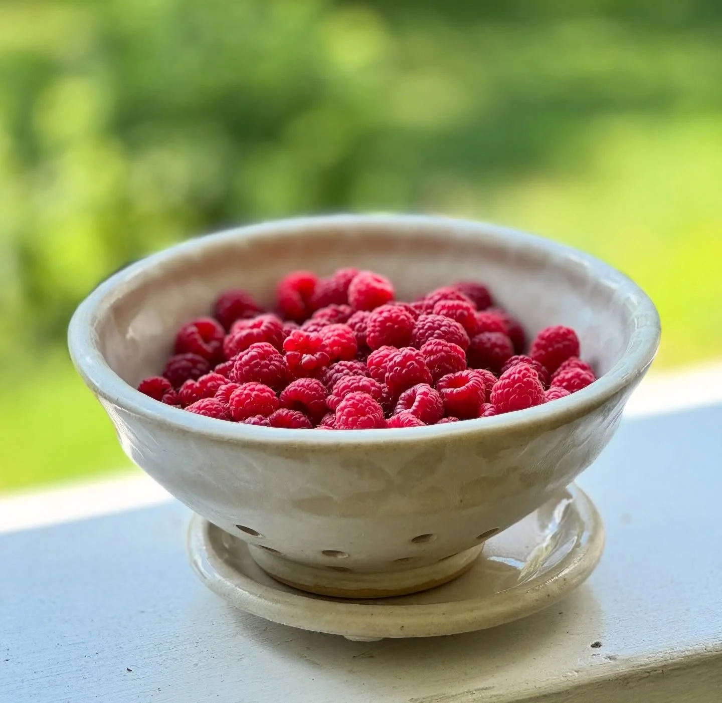 Raspberry time&hellip; summertime. ☀️
I&rsquo;ve been picking lots, and making jam!
That green berry bowl is currently available. 
.
.
#berrybowl #raspberryjam #functionalpottery #madeinmassachusetts