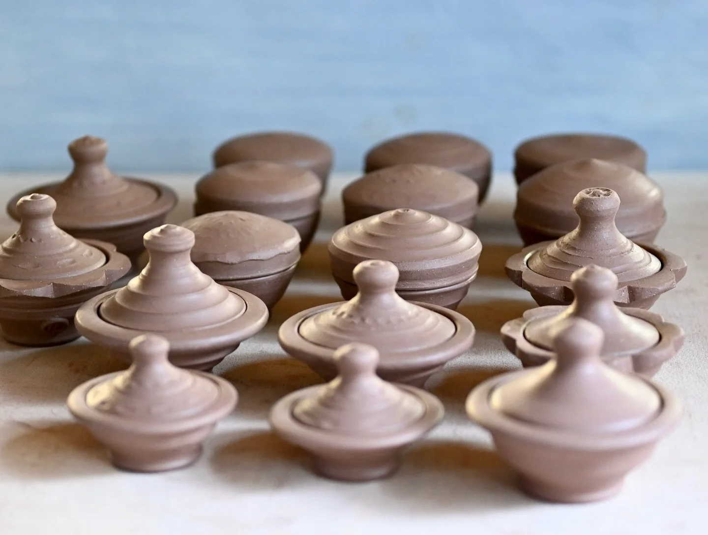 Some quick photos of what the studio looks like today. I&rsquo;m all over the place as I prepare for the @asparagusvalleypotterytrail which is coming right up on April 25-26, 10-5 both days. 
I have a little of everything going on. Pots drying on the