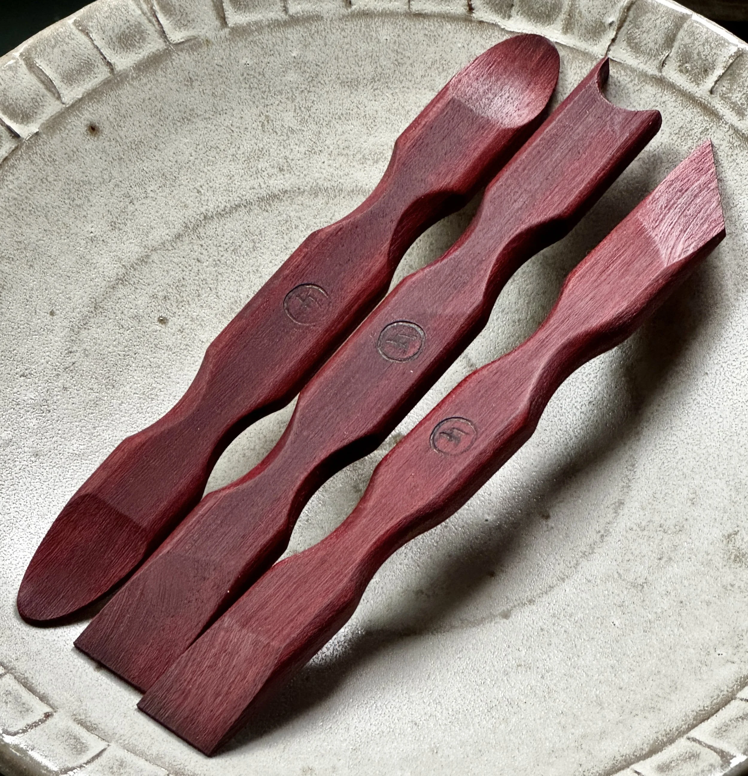 Set of Three Pottery Tools, Padauk Wood