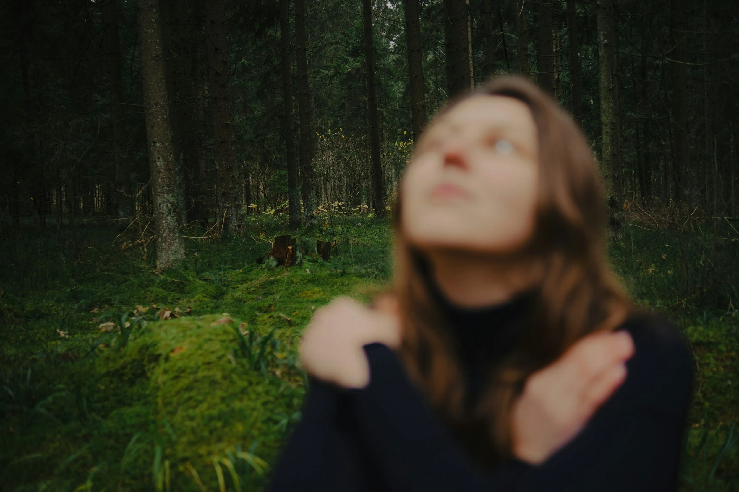 Woman in Woods Meditating