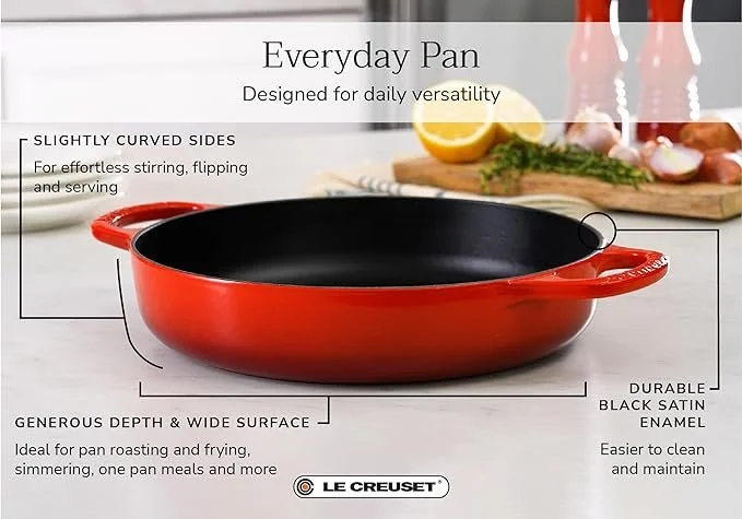 Elevate Your Culinary Experience with the Le Creuset Signature Cast Iron Everyday Pan, 11"