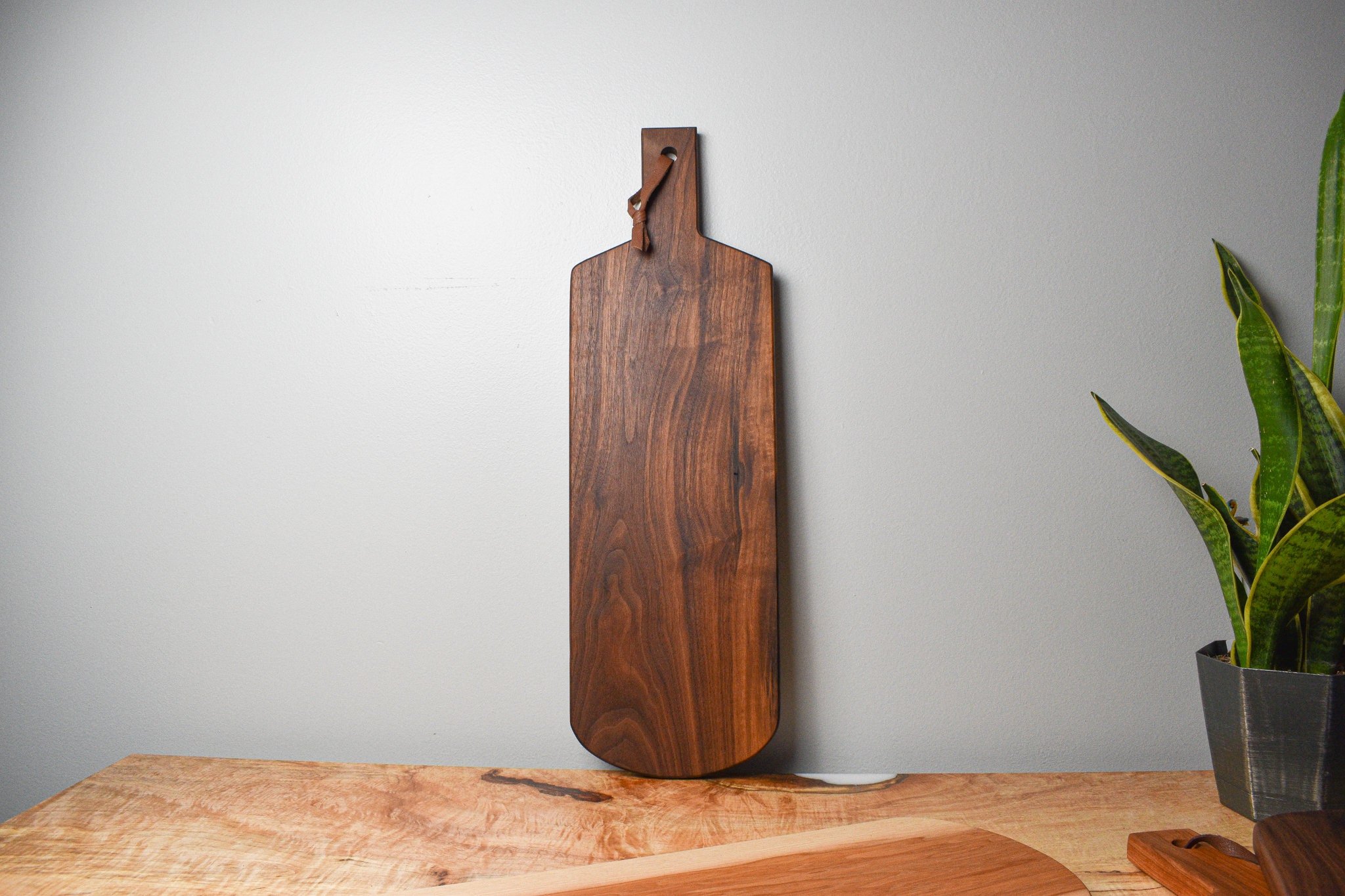 Black Walnut Charcuterie Board. 24" Paddle - Hoppe Bros Woodwork Co