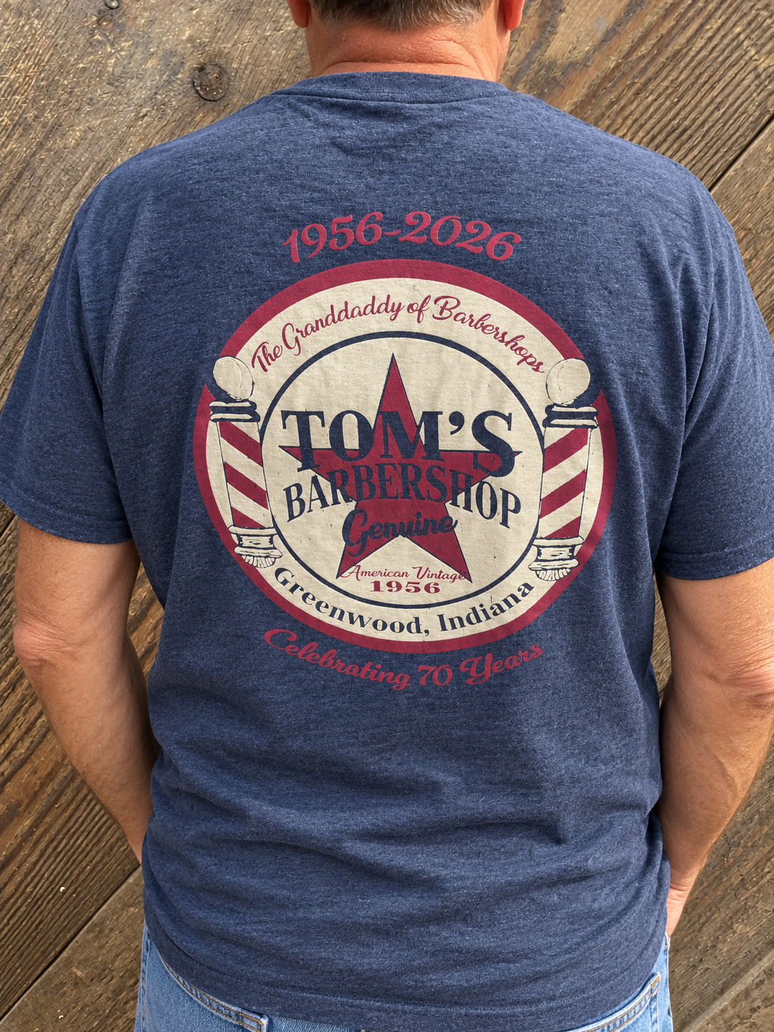 Toms Barbershop Classic Blue T Shirt