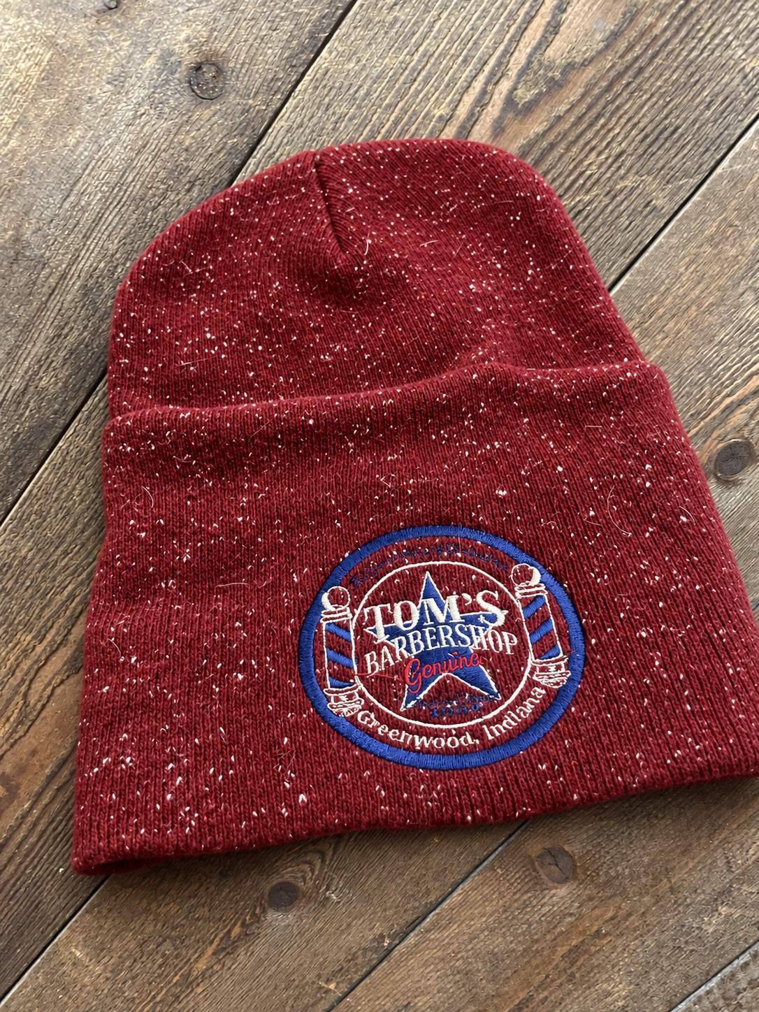 Toms Barbershop Red Beanie