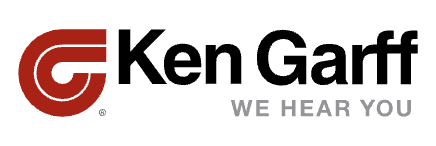 Ken Garff logo with red emblem and black text, and gray slogan 'We Hear You'.