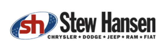 Stew Hansen logo featuring the SH emblem and brand name with Chrysler, Dodge, Jeep, Ram, and Fiat branding.