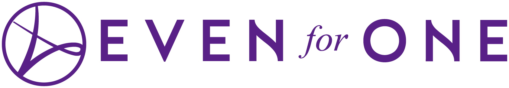 Logo with a stylized globe and the words "Event for One" in purple text.