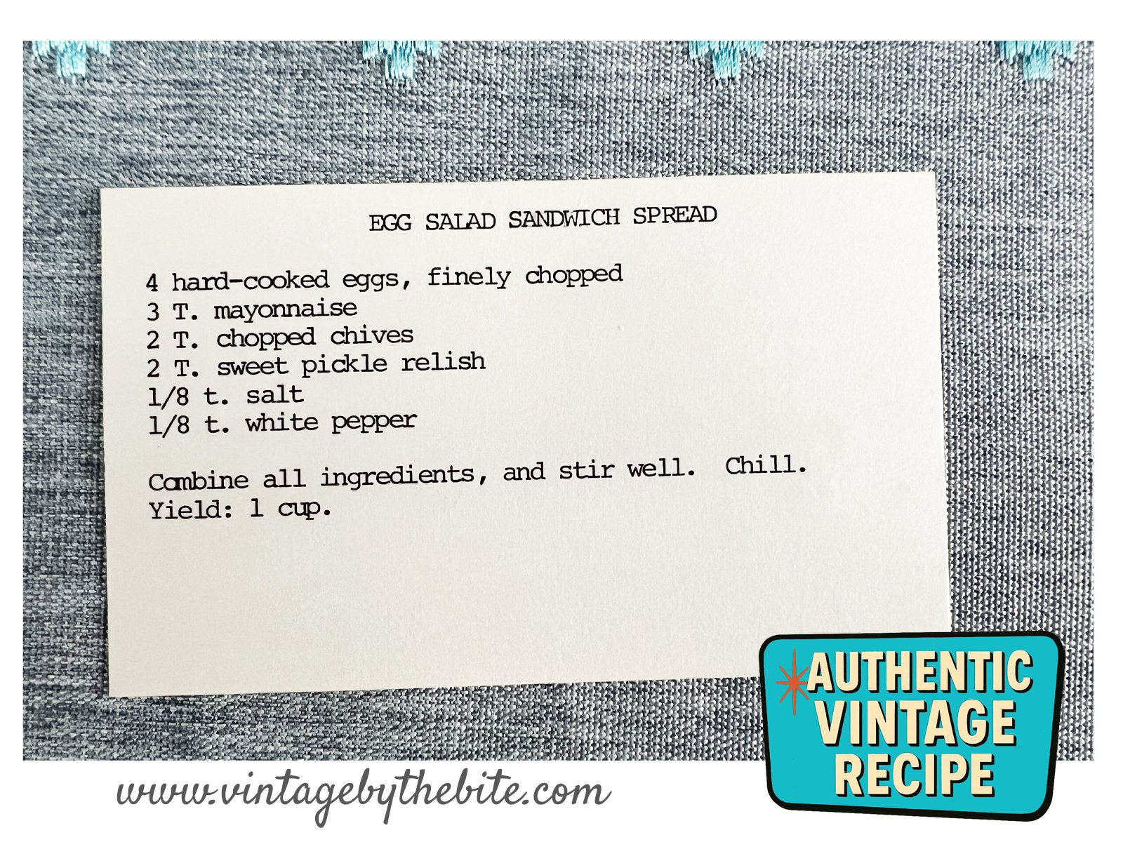 egg salad sandwich spread recipe card