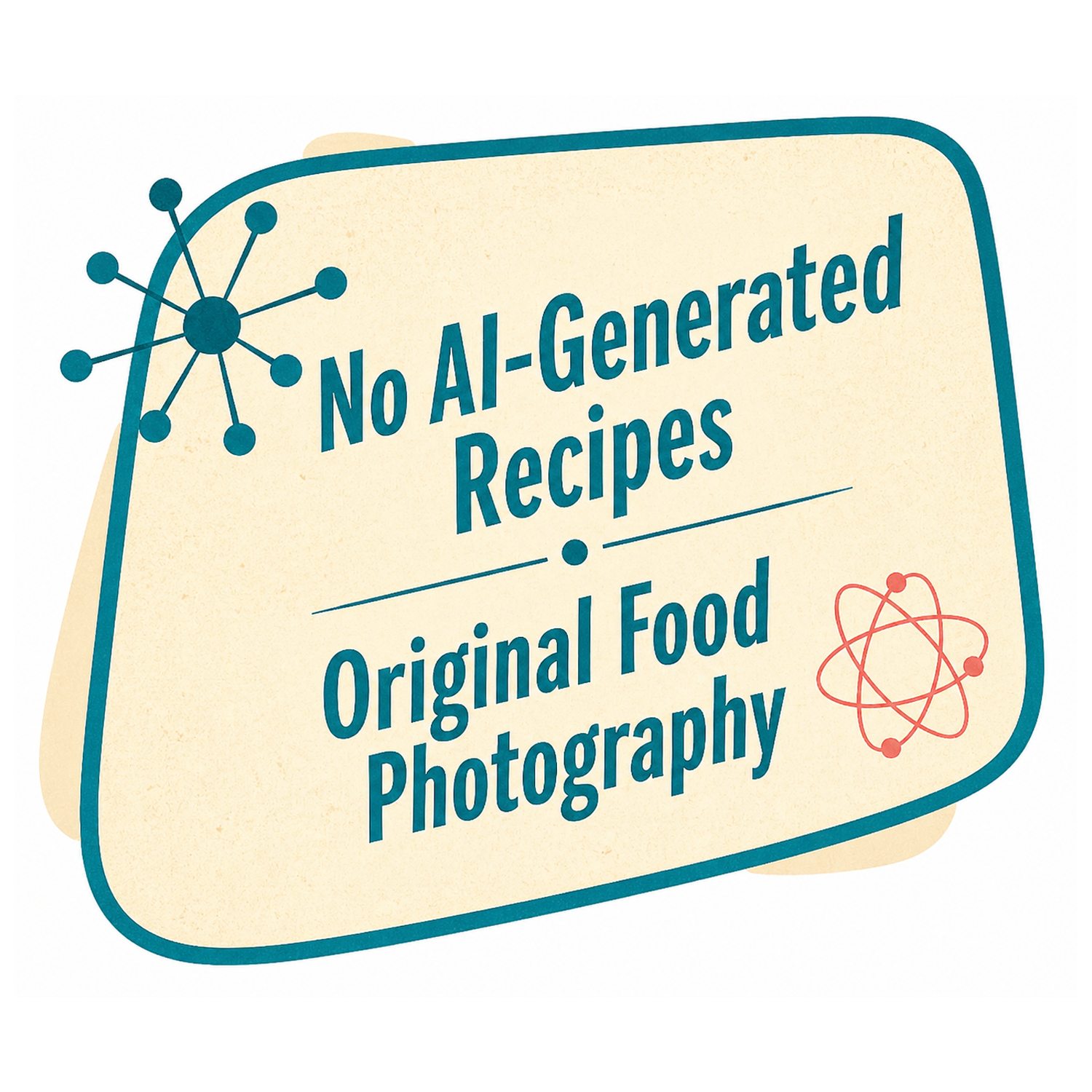 no ai generated recipes original photography badge