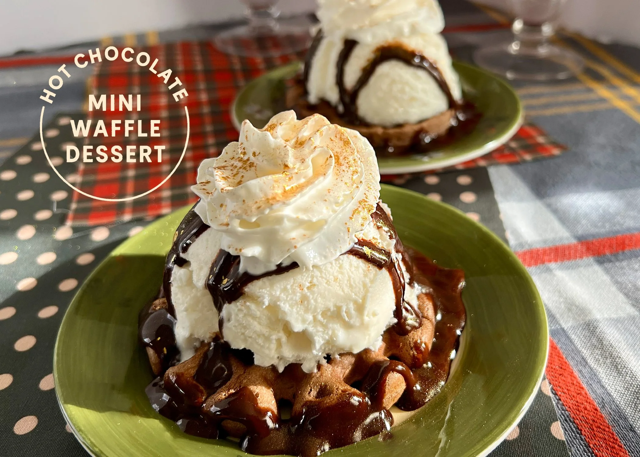 Hot Chocolate Mini Waffle Dessert