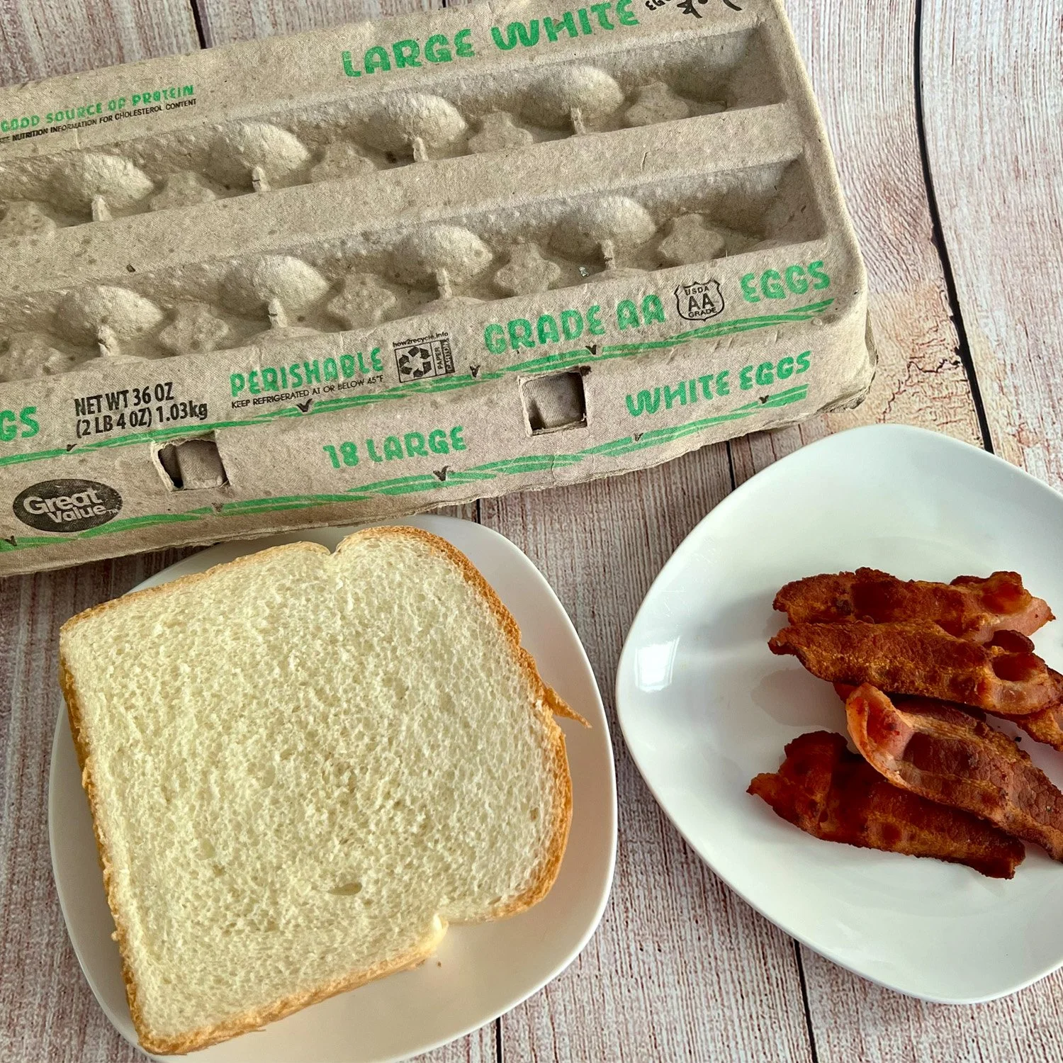 eggs, toast and bacon