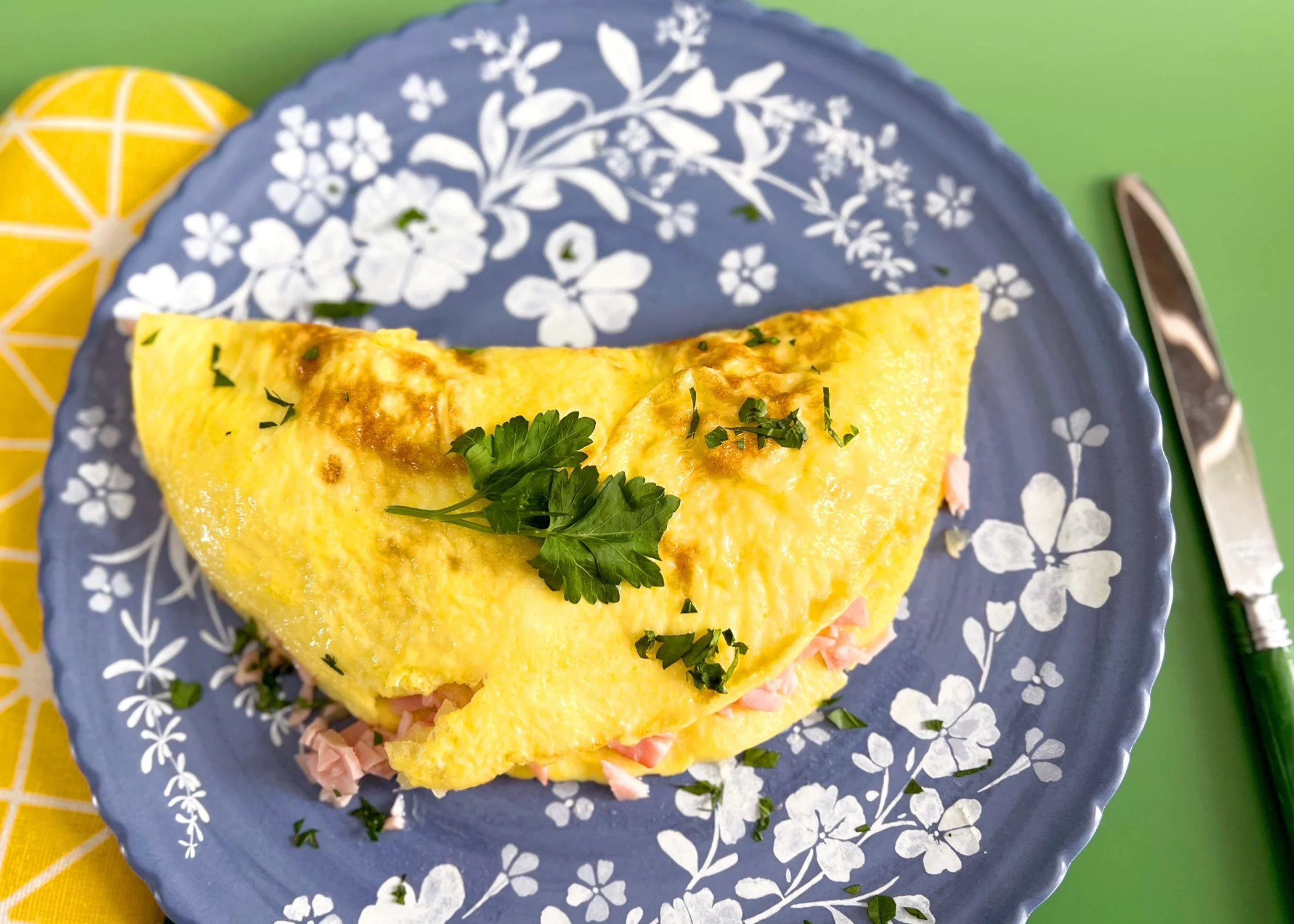 Kitschy 1950s Easter Omelet with Ham &amp; Pineapple
