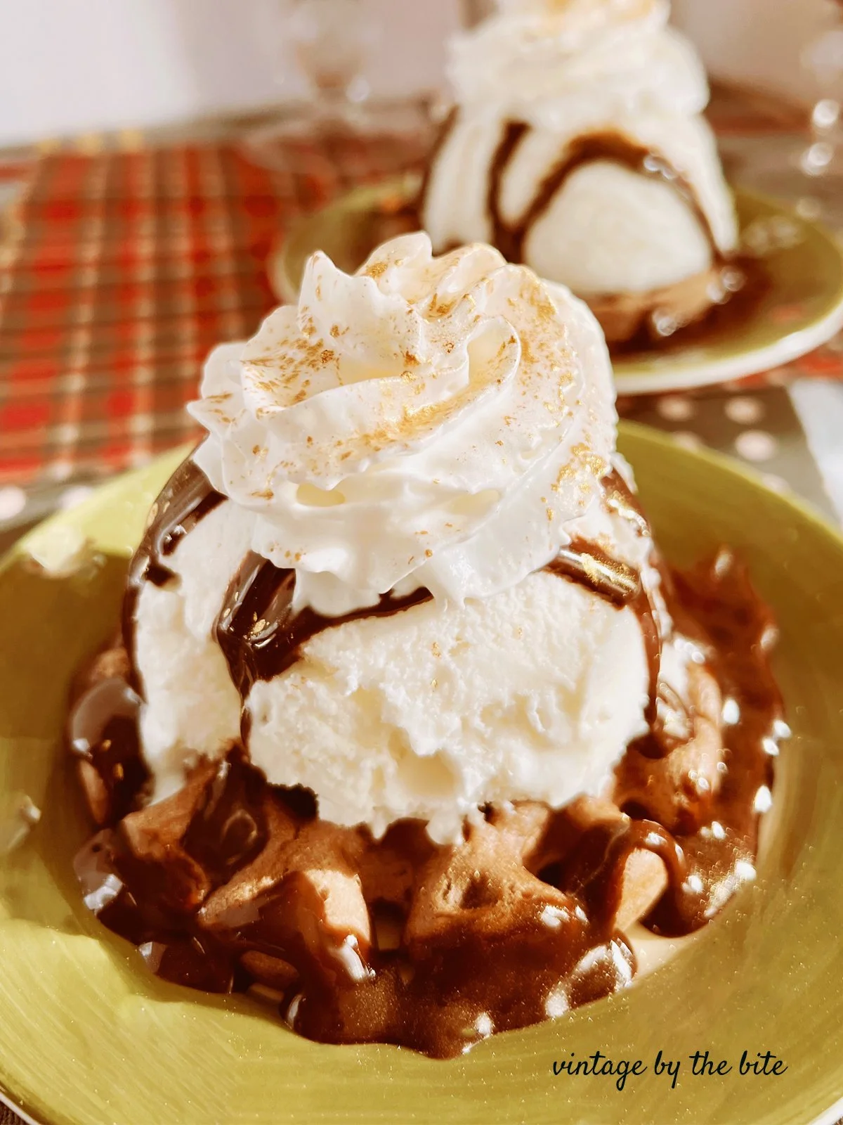 retro chocolate waffle dessert