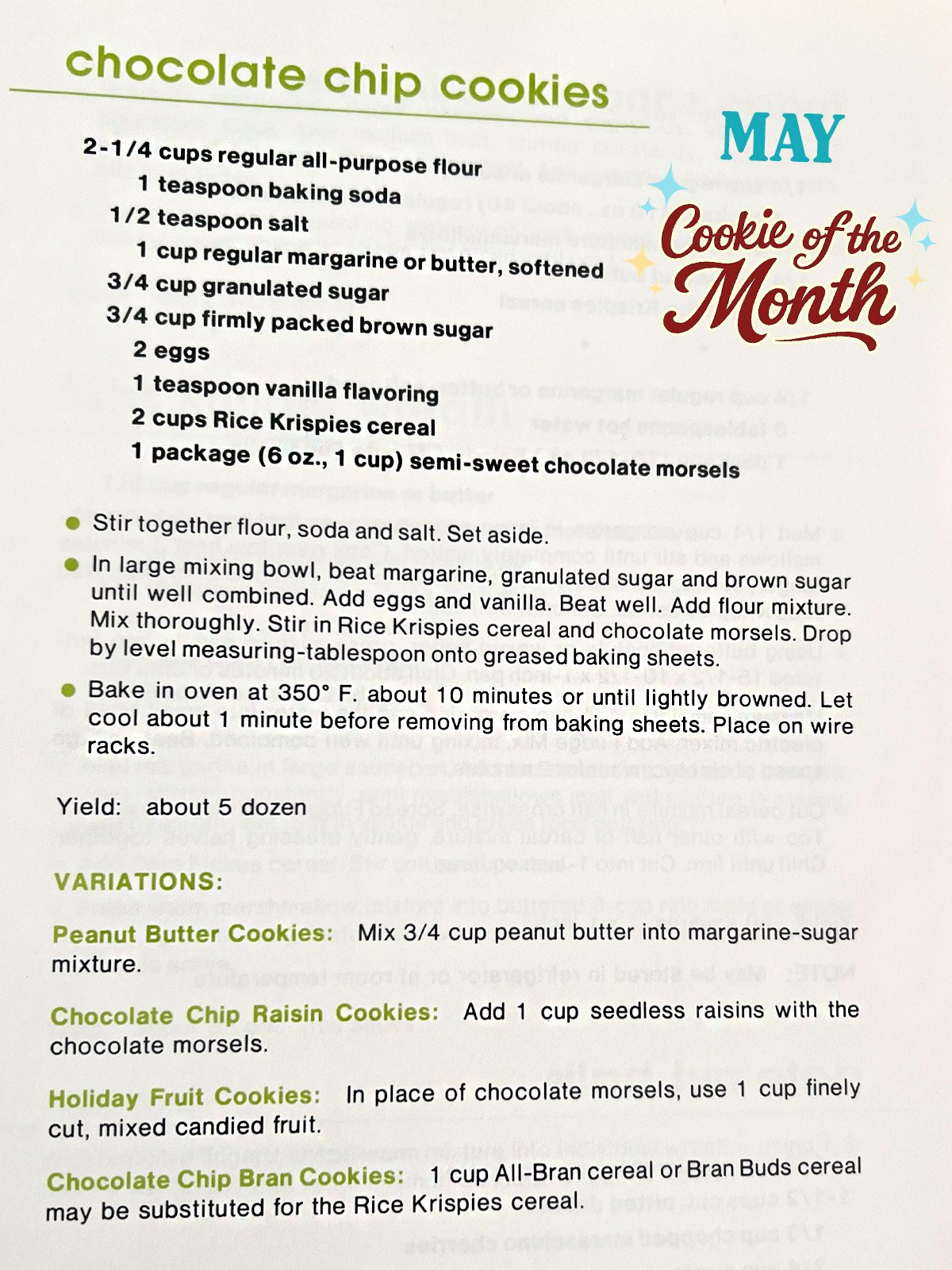 Kellogg cookie recipe personal collections/not tested