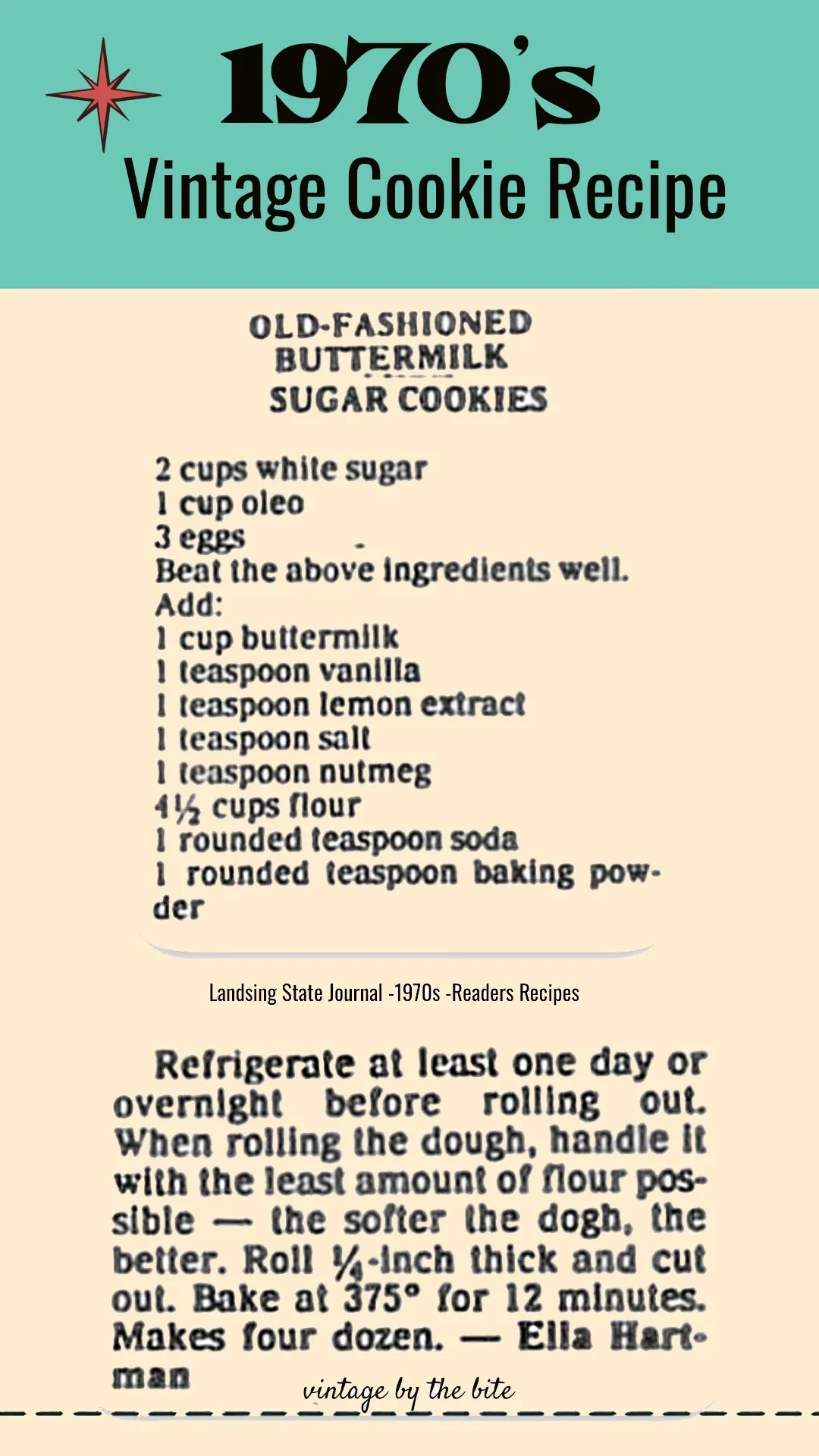 1970s sugar cookie recipe no link