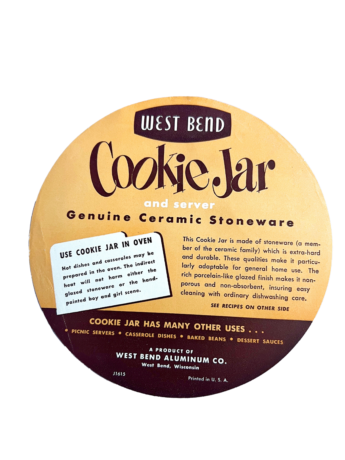 west bend cookie jar label