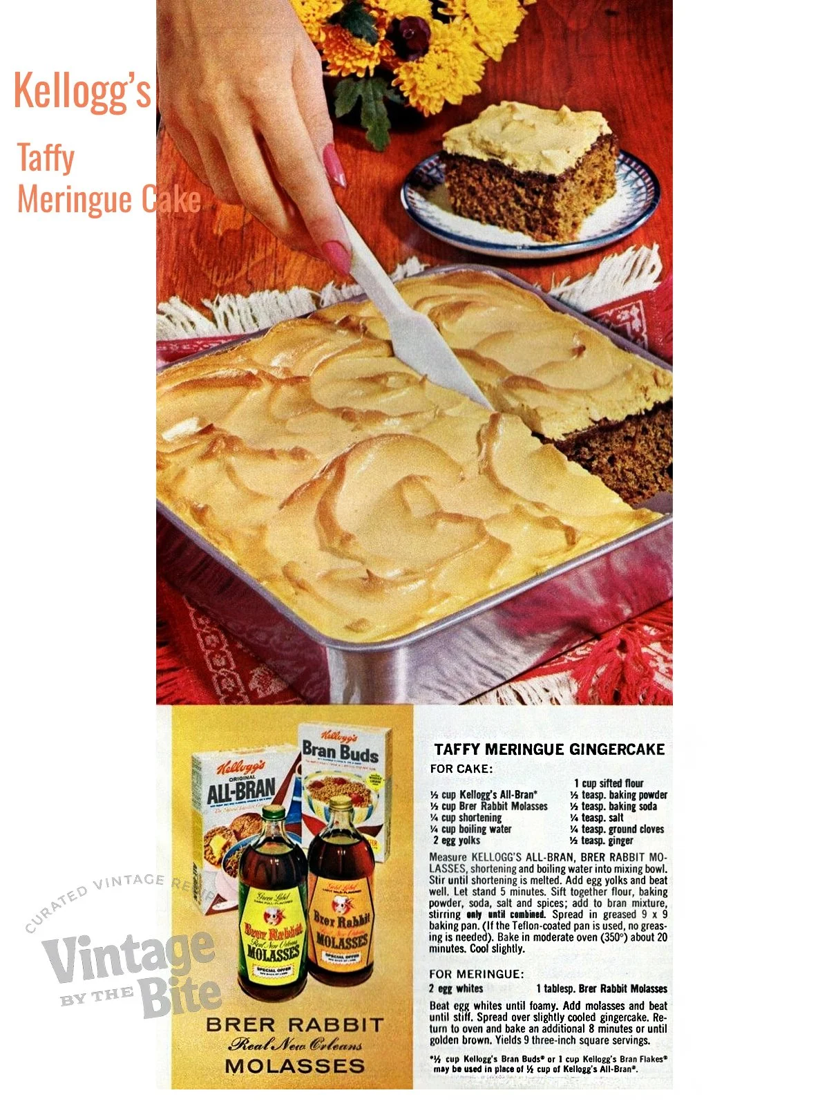 Kellogg's Recipe for Taffy Meringue Ginger cake / Public Domain