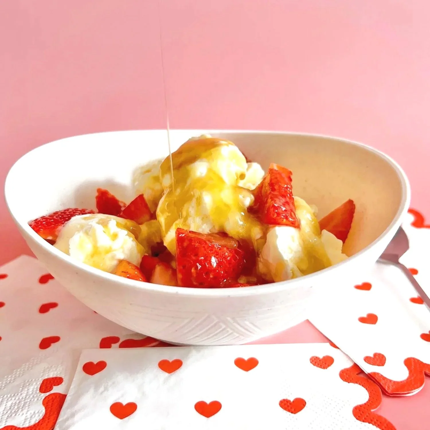 strawberry and ice cream dessert