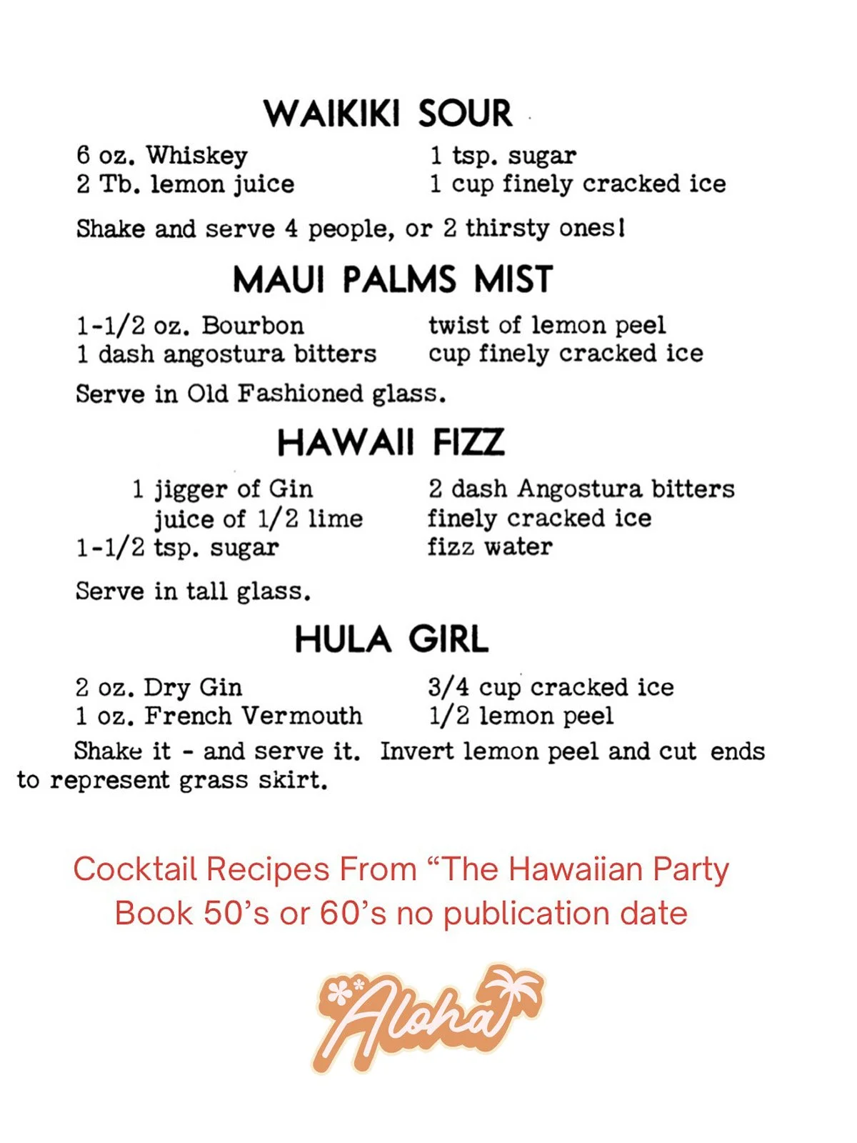 Hawaii cocktails
