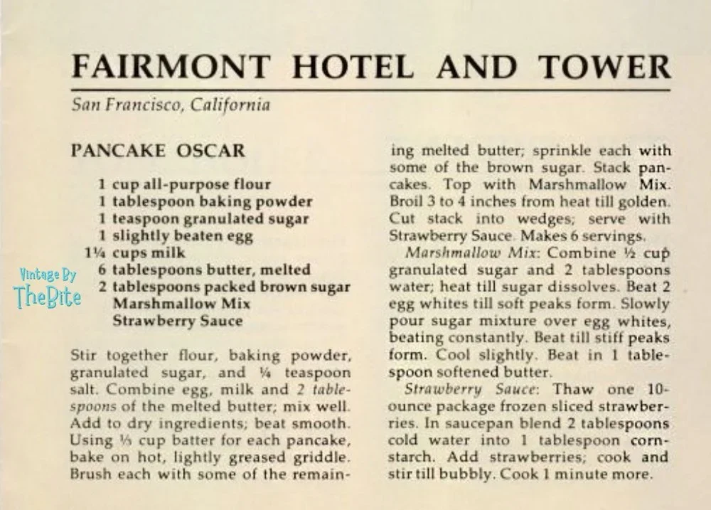 fairmont hotel and tower/public recipe pancake oscar