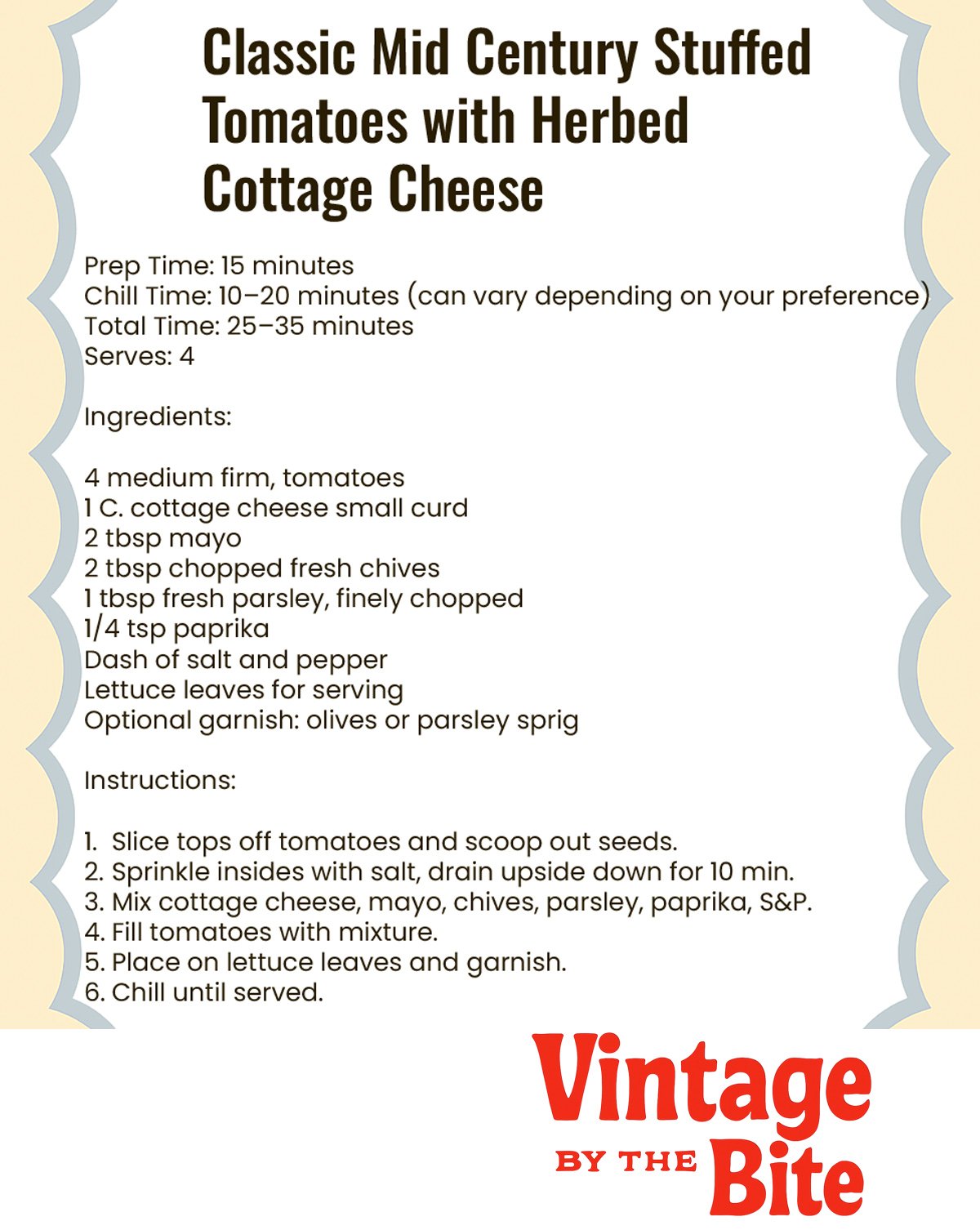 classic mid century stuffed tomatoes with herbed cottage cheese