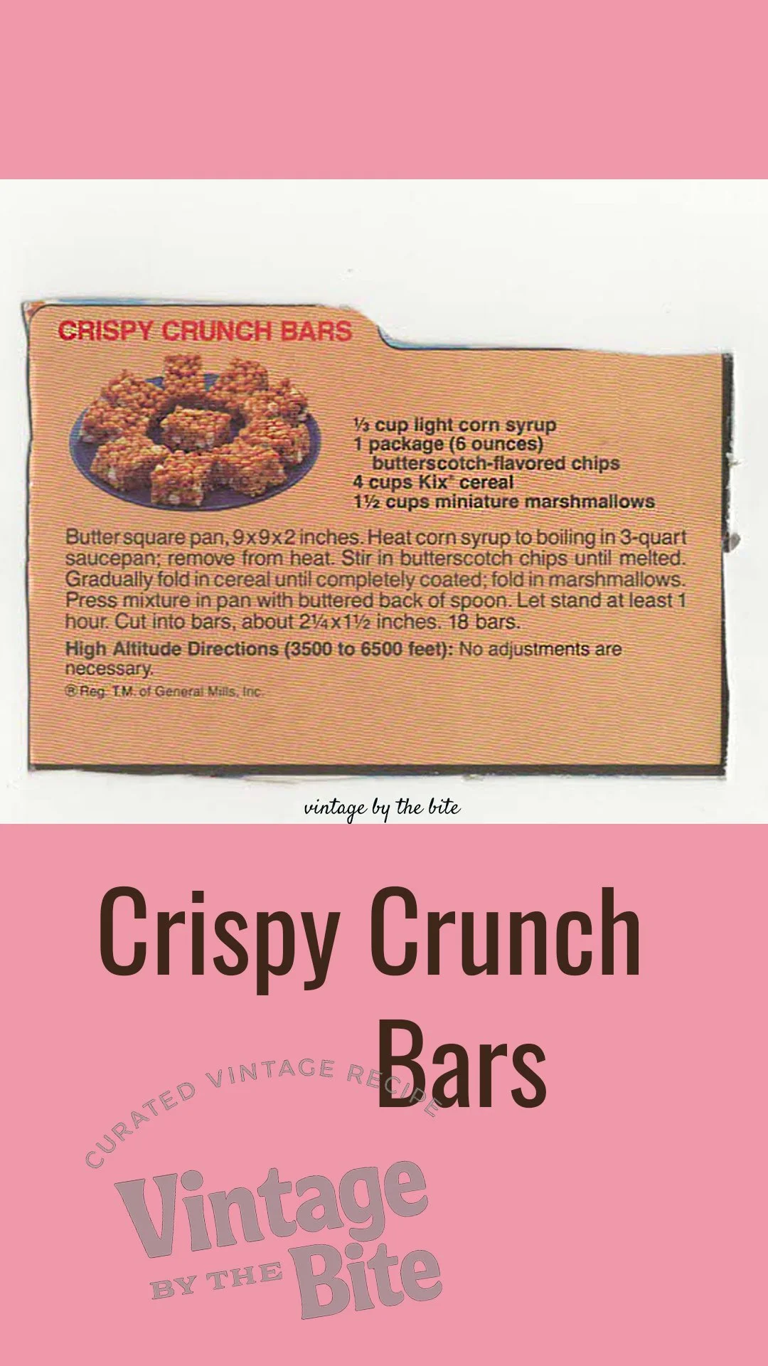 Crispy Crunch Bars/ Personal Collection -archival content