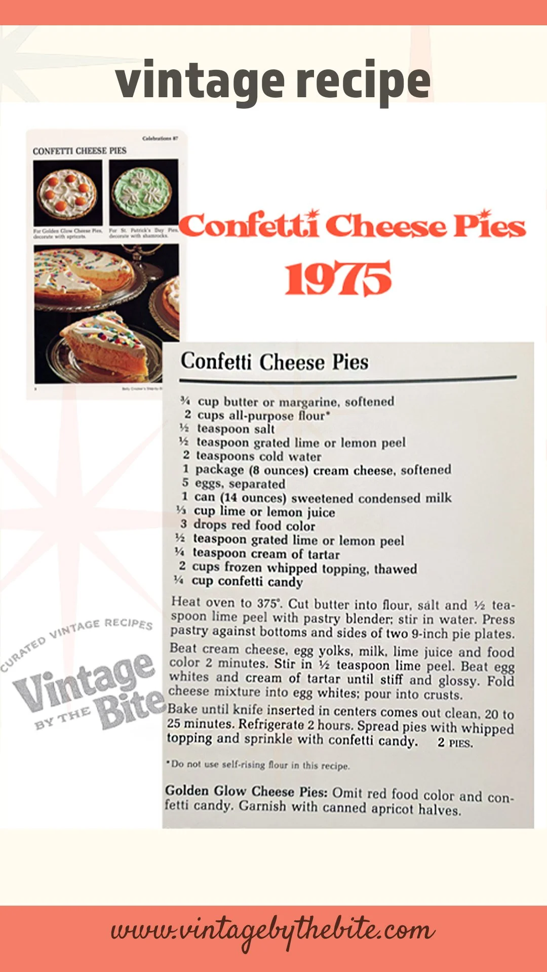 vintage Betty Crocker confetti cheese pie 1975-personal collection