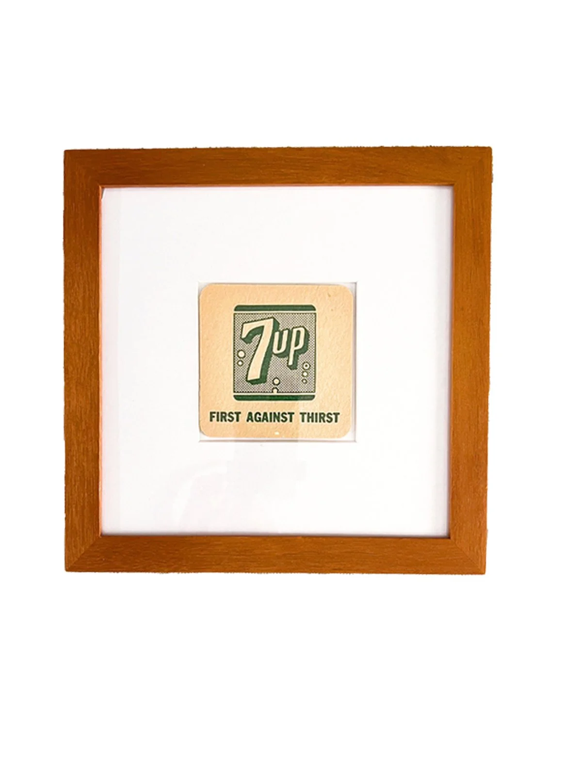 8x8 Framed Vintage 7Up Coaster - Authentic Retro Decor - Free Shipping