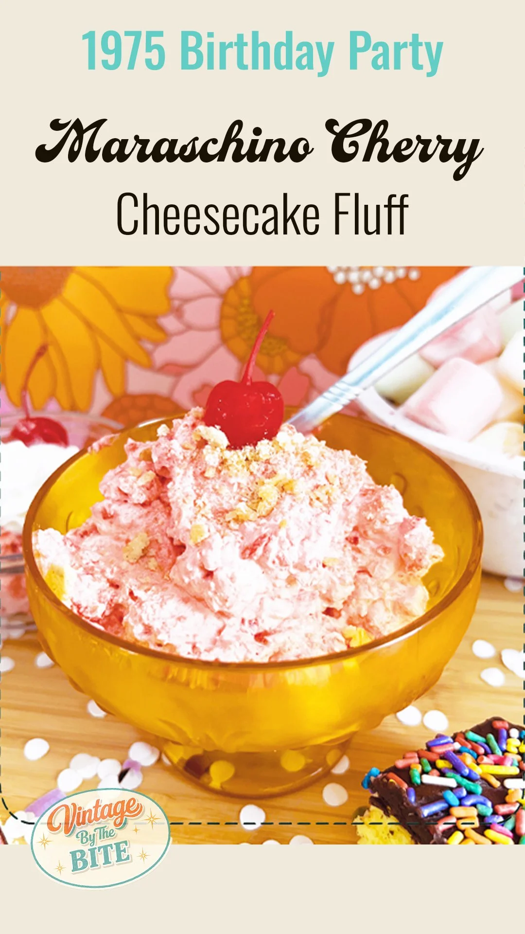 amber bowl of cherry cheesecake fluff