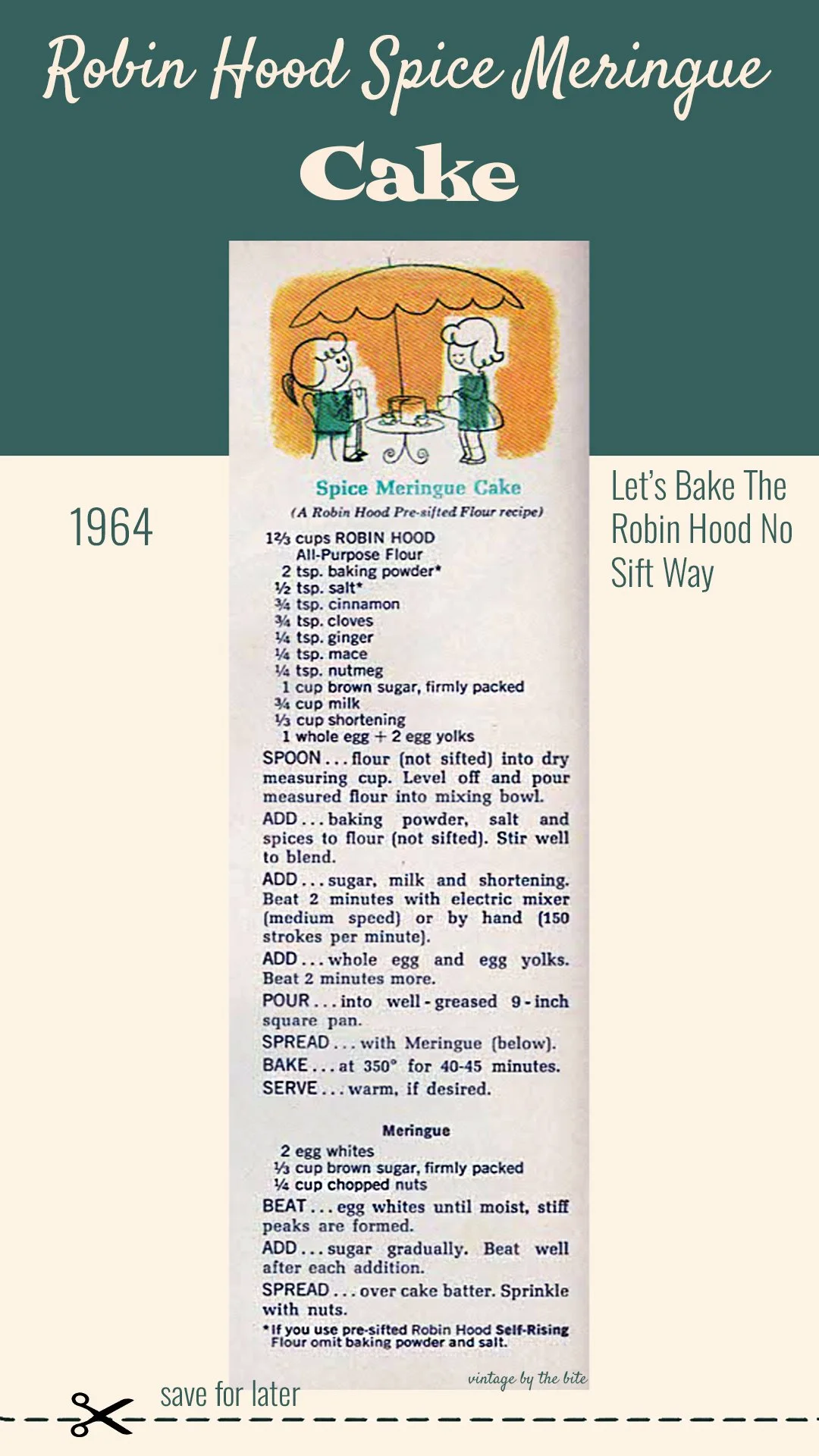 Robin Hood Cake Recipe/1964/ Personal Collection