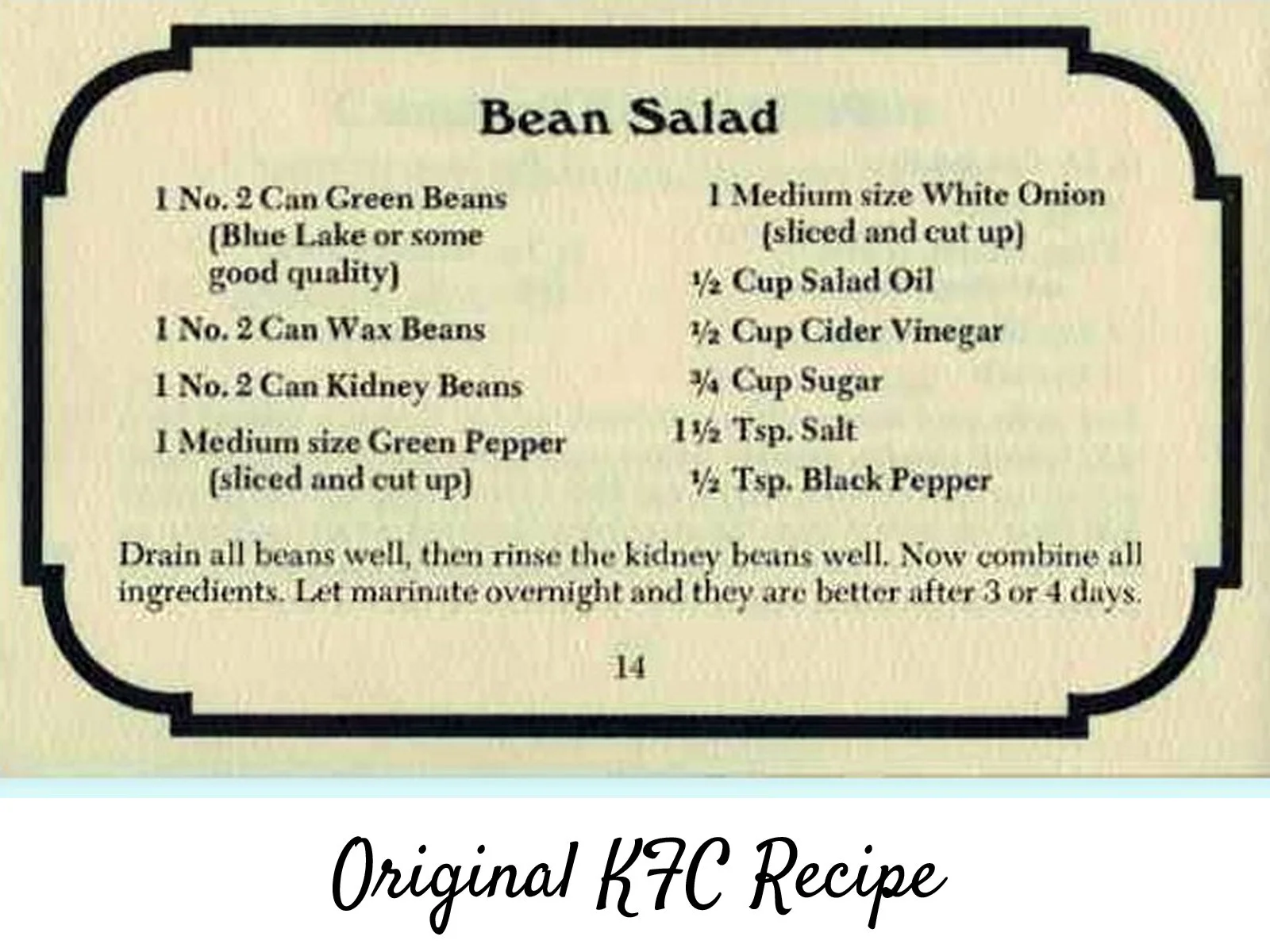 original kfc bean salad - friday freebie -vintage by the bite