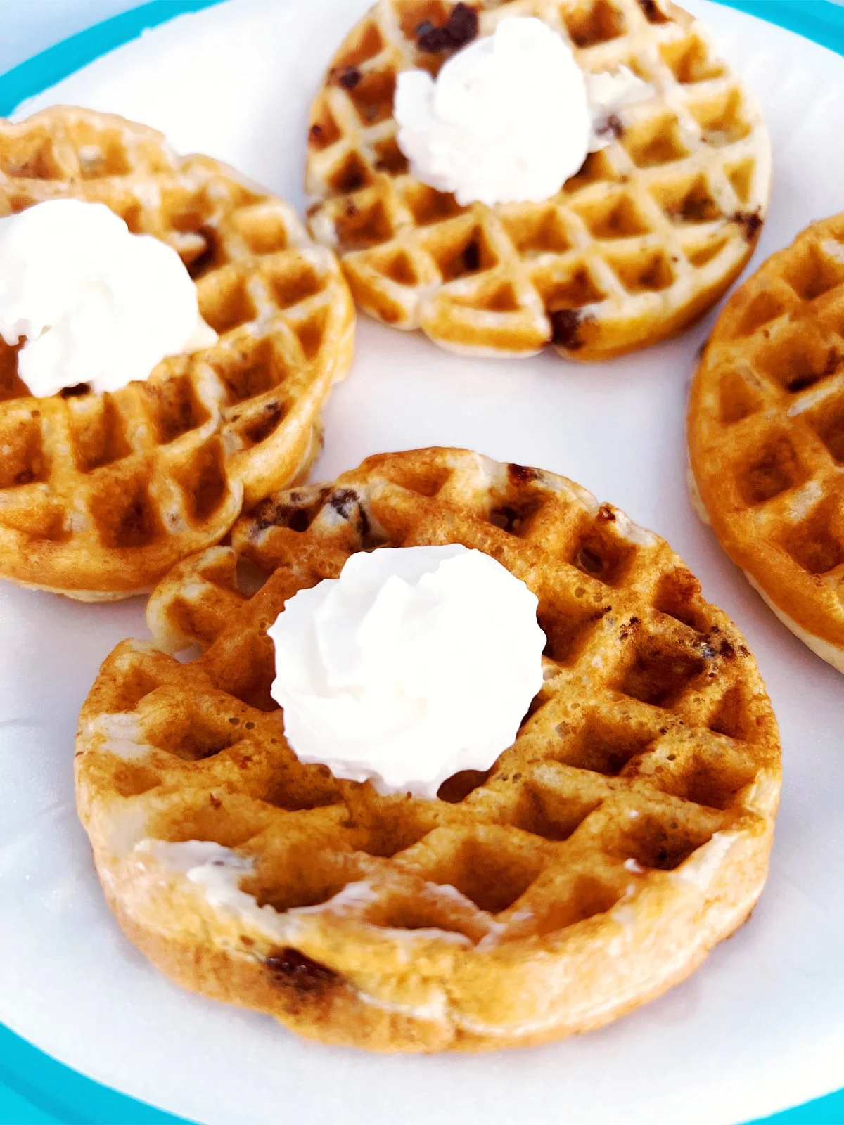 mini waffles with whipped cream