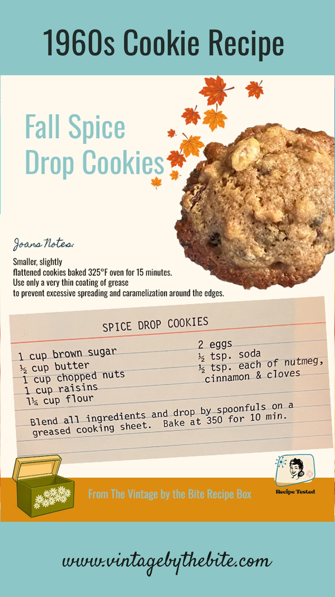 1960s recipe card spice drop cookies-vintage-by-the-bite-recipe-box
