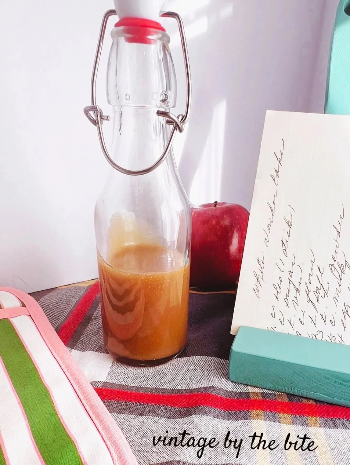 bottle of homemade caramel sauce