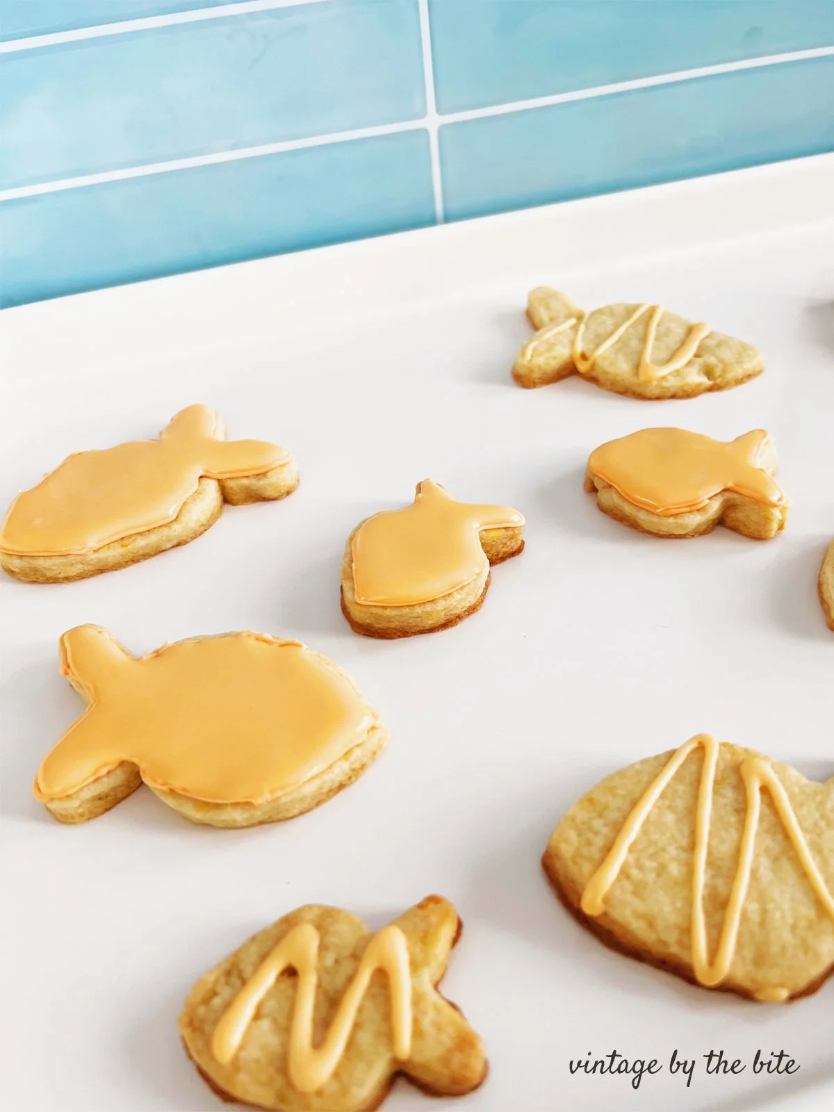 orange fish shaped sugar cookie