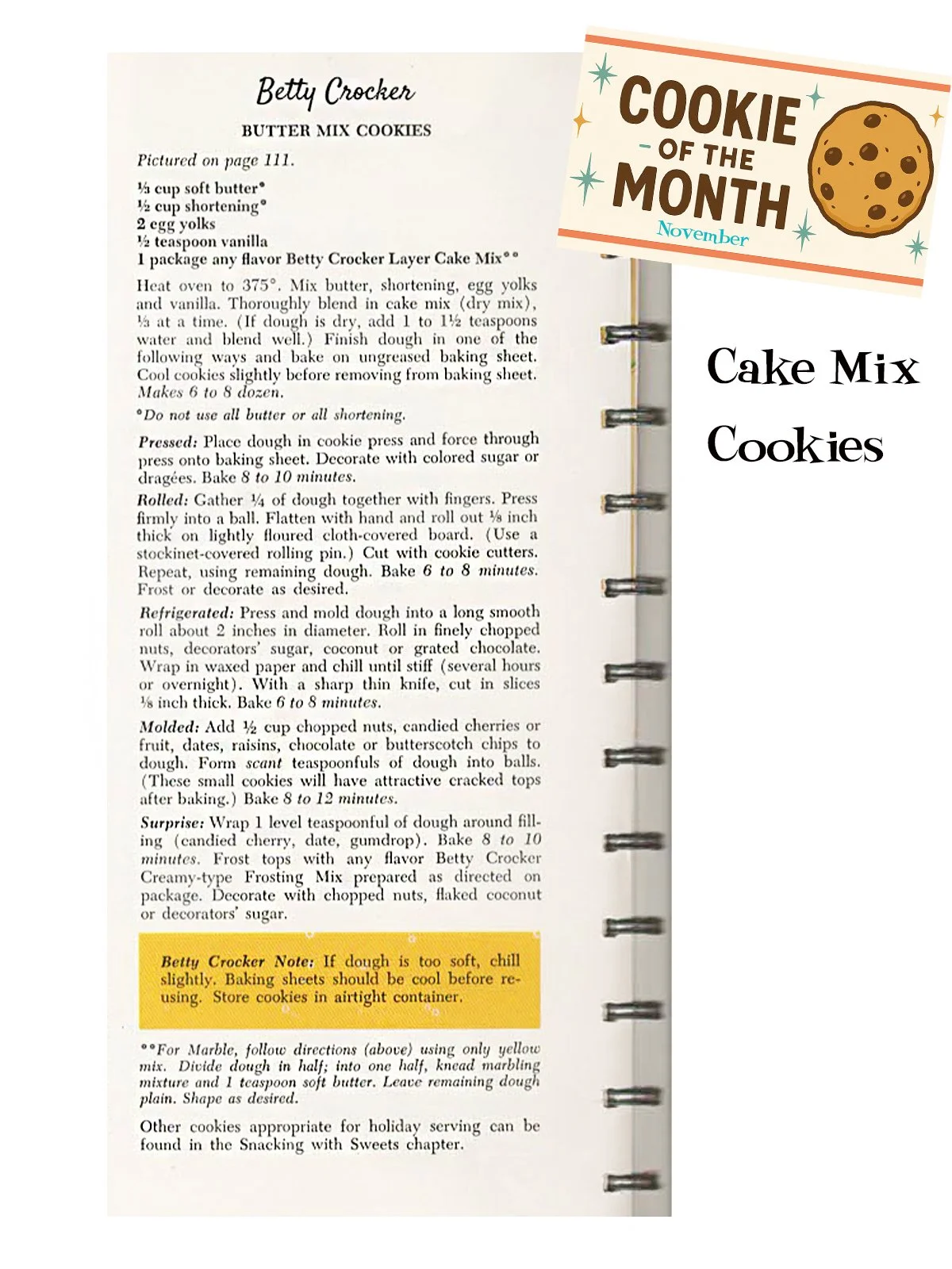 Butter Mix Cookies/Betty Crocker/ Personal Collection