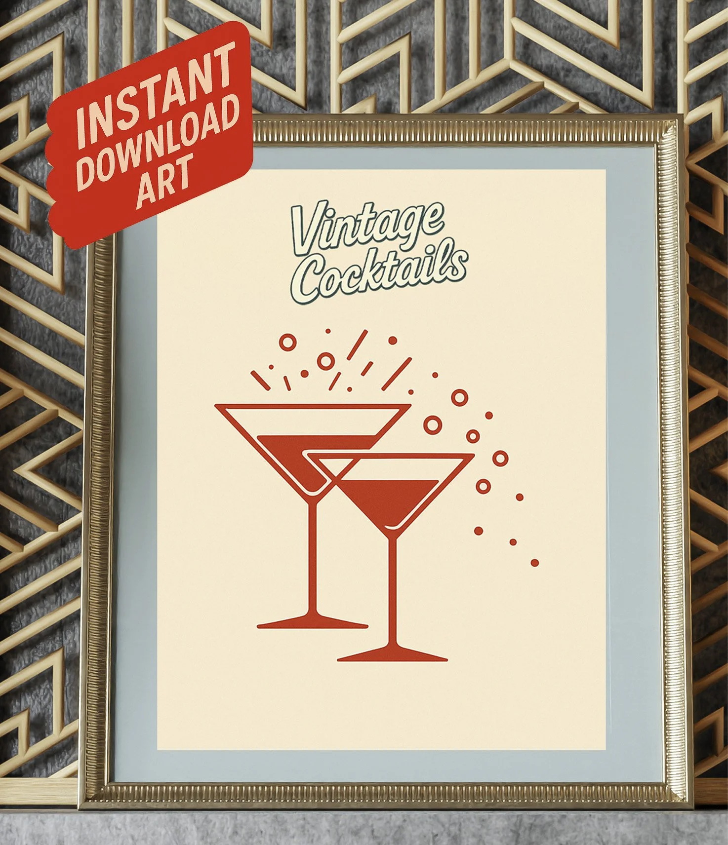 Vintage Cocktails Printable – Binder Set (2 Pages 8.5 x 11)