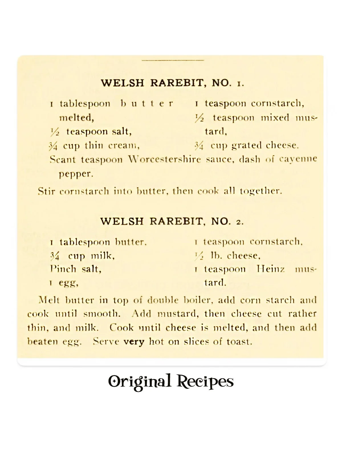original Welsh rarebit recipe
