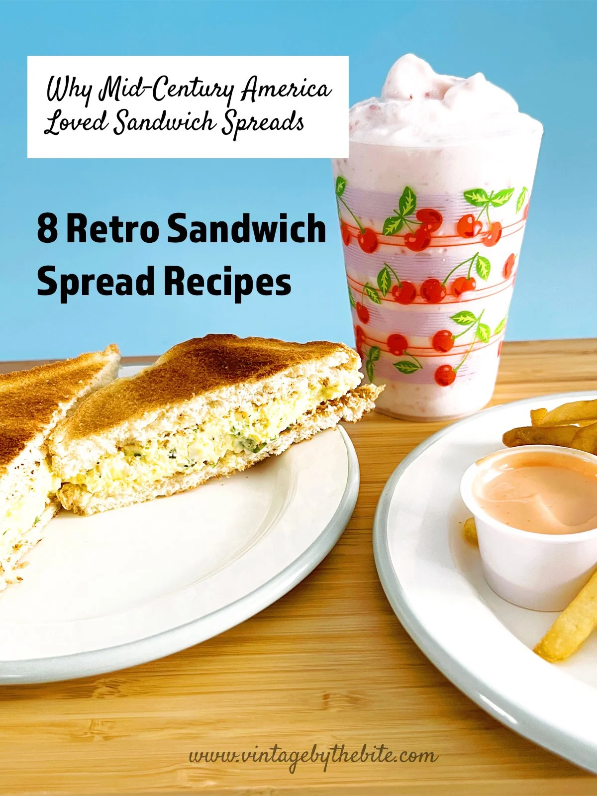 mid century egg salad sandwich recipe with a shake